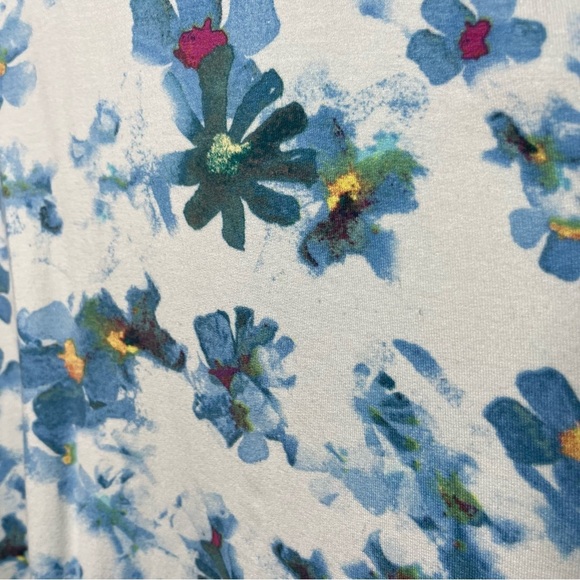 LOGO Lounge Women Tank Top 2X Blue Floral Art Sheer Mesh Lace Trim Stretch Green - Picture 10 of 12